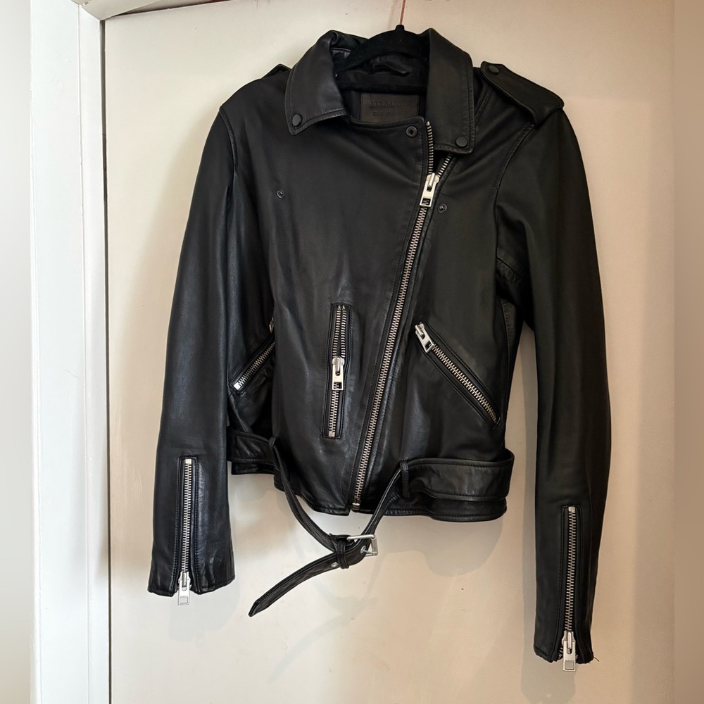 All Saints Balfern Leather Moto Jacket - Picture 7 of 8